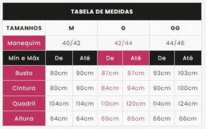 tabela lingerieBr glamour