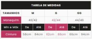 tabela de medidas lingeries BR