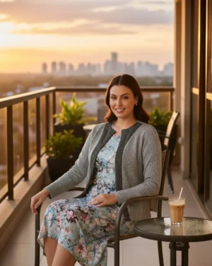 Blazer em malha jacquard cinza