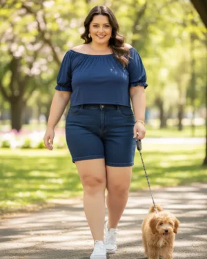 blusa azul marinho ombro a ombro plus size