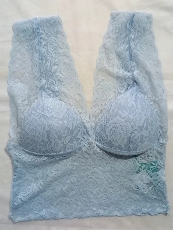 Sutiã Cropped Rendado Azul