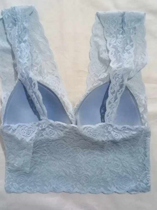 Sutiã Cropped Rendado Azul
