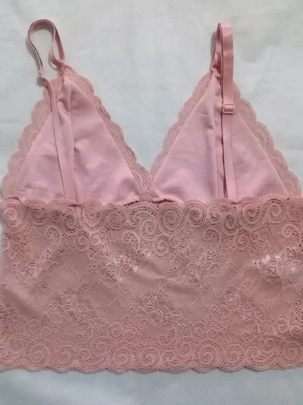 Sutiã Cropped Rendado Rosa