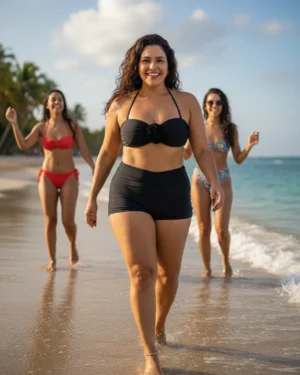 Biquíni Preto Total com Flor 3D